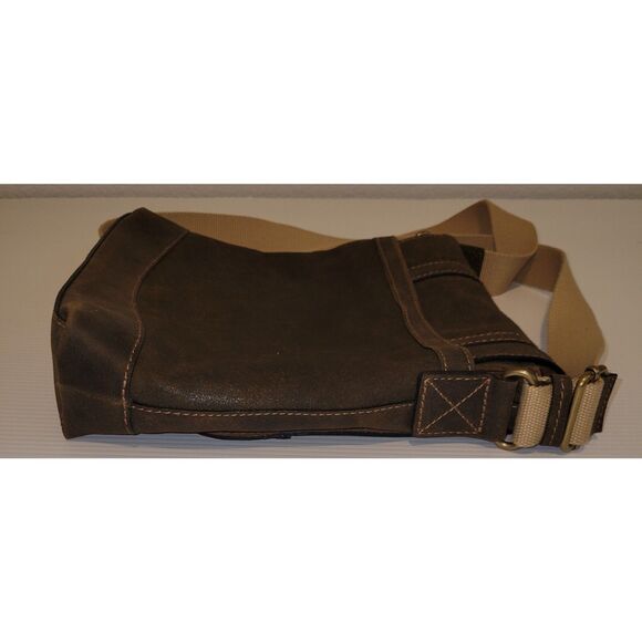 NWOT Patricia Nash Brown North South Moto Messenger Crossbody Leather Unisex Bag - Picture 5 of 12